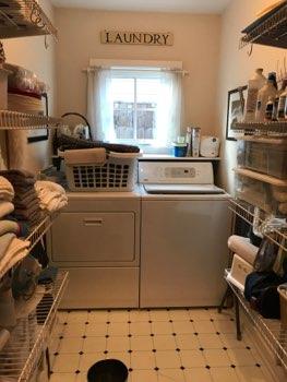 1. Location Bedroom Laundry 2. Condition Ceiling and walls are in good condition overall.