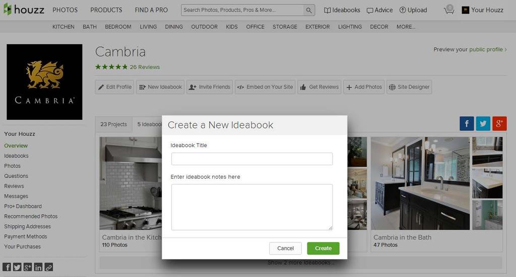 Add to your Ideabook Professionals/Businesses can add photos of other projects and products to Ideabooks.