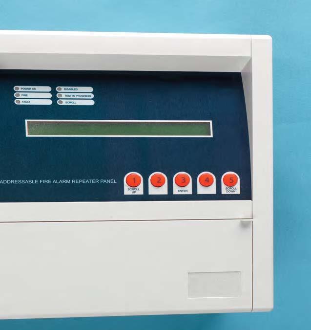When loop connected the repeater panel will display the system information text of the connected control panel and will provide a fire indication, with panel number, of any connected network control