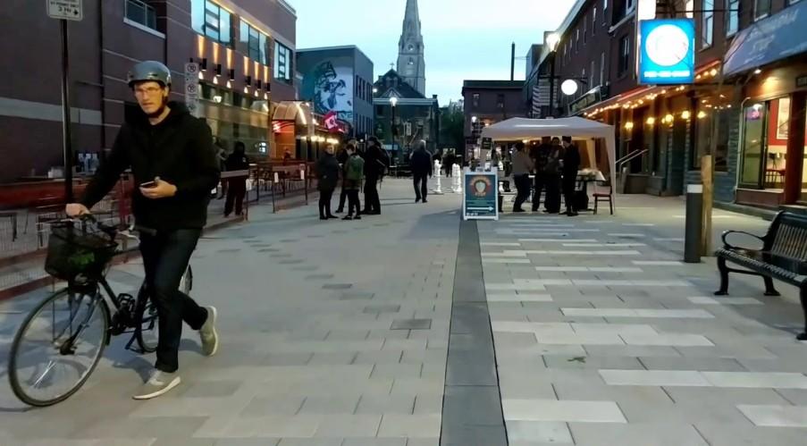 From pilot to transformation: shared street in Halifax; Argyle Street Above left: demonstration of the shared street concept during the