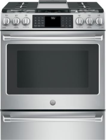 ) 30 in x 36 1/4 in x 29 1/4 in Edge-to-edge cooktop Gas convection 10,000 BTU oval burner Heavy duty, dishwasher