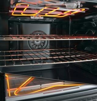 with two heating elements that cut down on the time it takes to preheat the oven *