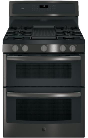 GE PROFILE SERIES 30" FREE- STANDING GAS DOUBLE OVEN CONVECTION RANGE Model#: PGB960BEJTS Approx. Dimensions (WxHxD) (in.