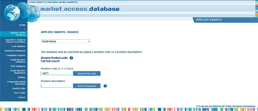 Ištekliai internete Patekimo į rinką duomenų bazė Patekimo į rinką duomenų bazė (madb.europa.