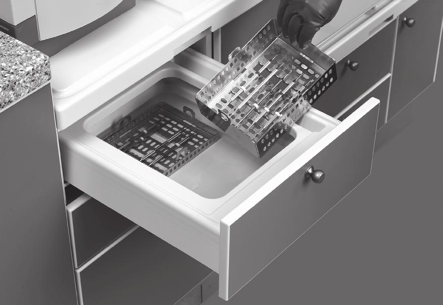 Basic Operation Waterproof Drawers, Inserts, and Shelves Presoak Drawers Preference ICC drawers, inserts, and shelves help contain contaminated fluids and keep the sterilization area clean and dry.