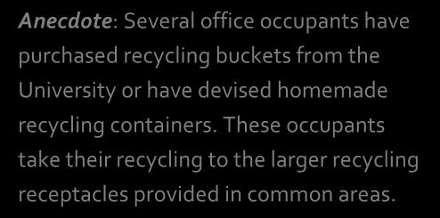 A lower rate of contamination of recycling containers was observed in Cohen Hall, especially during the second and third shift.