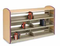 MOBILE DISPLAY Moveable library shelving that offers the storage, display and transportation for books and media. More information on pg.