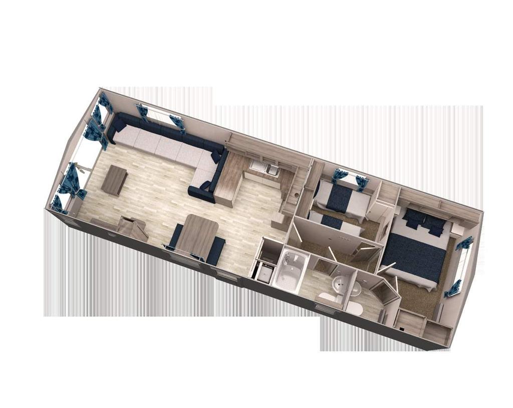 ATLANTIQUE FEATURES FEATURES AS STANDARD BED SIZES EXTERIOR Radiator thermostats Stainless steel sink/drainer OPTIONS Model size Bedrooms Double Twin Rear Twin Sofa bed Fusion galvanised chassis with