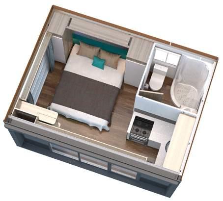 S-POD FEATURES FEATURES AS STANDARD BED SIZES EXTERIOR INTERIOR & LIVING AREA WASHROOM Model size Bedrooms Double Fixed High Level Bunk Single Sofa bed Galvanised chassis with finish warranted Water
