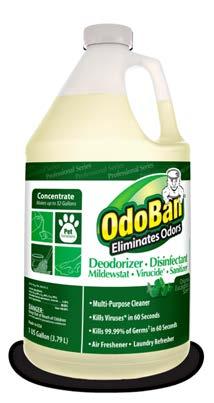 99% of Germs in 60 Seconds Eliminates Foul Odors caused by Pets, Mildew, Smoke, Vomit, Sewage & Urine & Water Damage 1 Gallon makes up to 32 Gallons * indicates in catalog OdoBan Concentrate Odor
