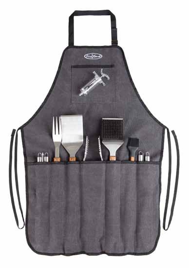 Elite Stainless Steel BBQ Tool Set Heavy-duty gauge canvas apron with pockets to hold tools