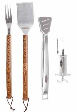 Fork: 21 L, 3 W Handle: 14 L, 1 W Spatula: 7 L, 4 W Handle: 14 L, 1 W Grill Brush: 7 L, 4 W