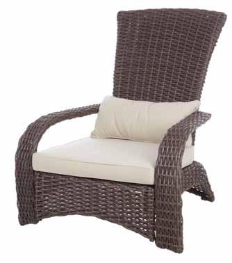 Coconino Wicker Chair All weather construction Beautiful mocha finish Beige outdoor cushion included Zero
