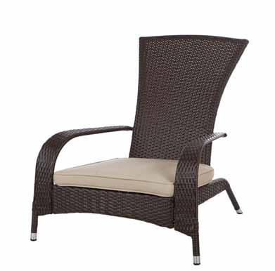 Chair All weather construction Half-round quality wicker Beautiful mocha finish Beige outdoor 3 thick