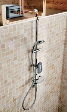 in one box solution for low pressure systems Riser rail fixings can be adjusted for an uneven wall Loft installation - convenient for water inputs and ceiling connection to shower Water connectors