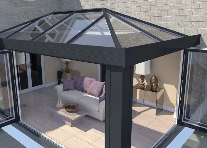 The Ultrasky Roof maximises light by extending to the eaves beam rather than using a at roof.