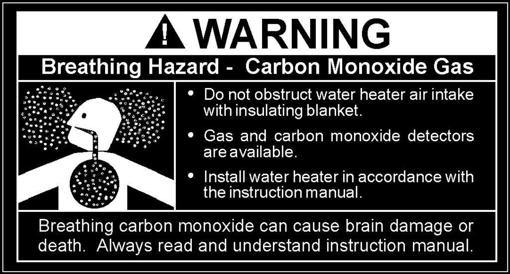 Do not cover the outer door, thermostat or temperature & pressure relief valve. Do not cover the instruction manual. Keep it on the side of the water heater or nearby for future reference.
