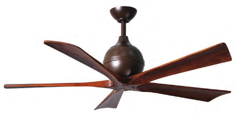 52" or 42" diameter with five solid wood, walnut-stained machine-cut blades.