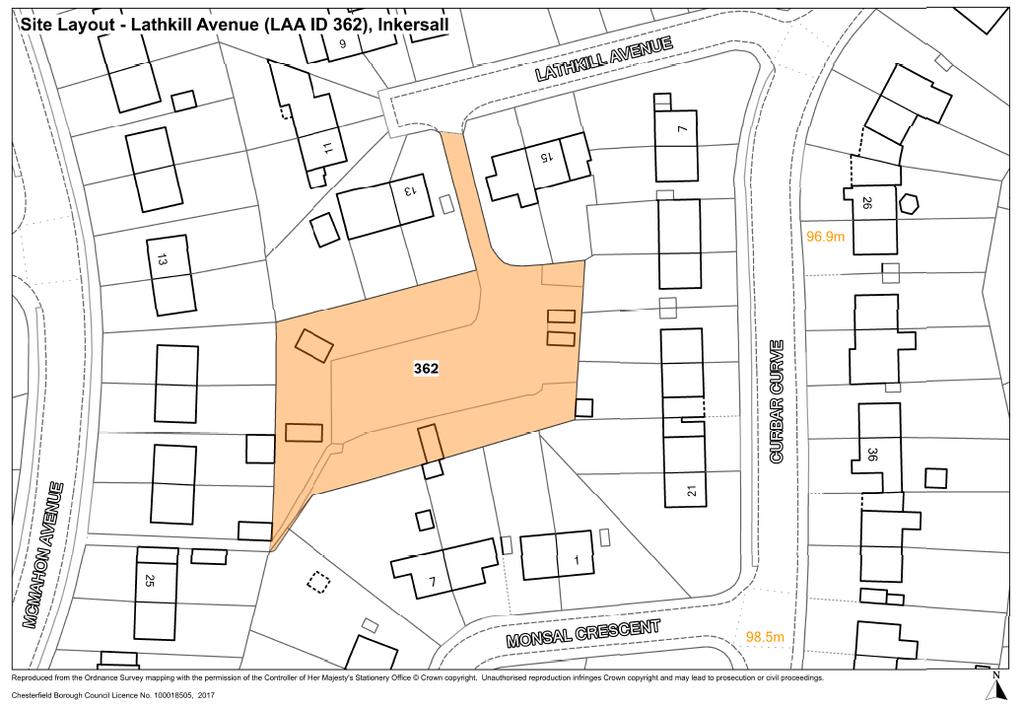 LAA Site reference: 362 Site Name: Lathkill Avenue, Inkersall Reason for rejection: Site access is narrow with poor highway inter-visibility requiring third party land to