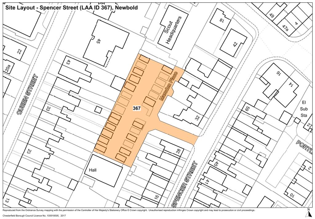 LAA Site reference: 367 Site Name: Spencer Street, Newbold Reason for rejection: Site access width is narrow due to off-street parking.