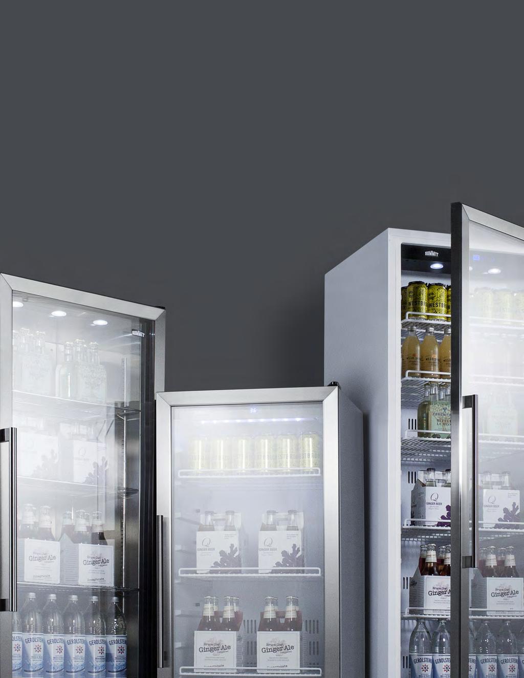 Upright Countertop, Beverage Back Bar, Merchandisers & Undercounter Beverage & Display Freezers Centers & Display Freezers COMMERCIAL PRODUCT LINE FEATURES* Dual pane tempered glass doors for added