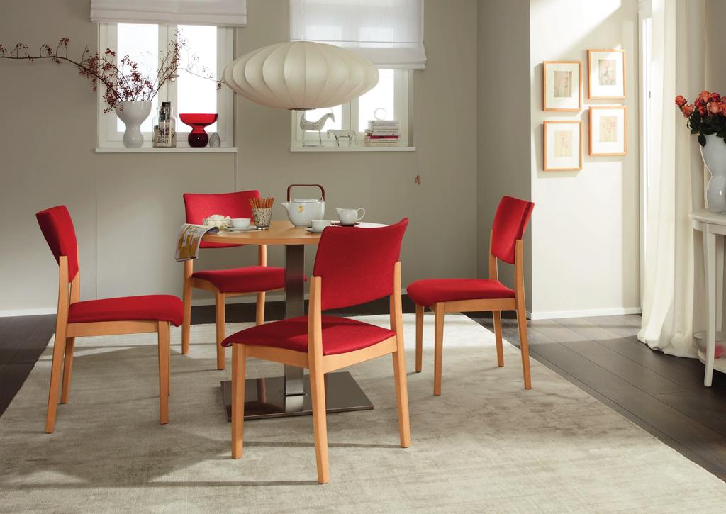 Fena chair range, Comino 3550 covers and column-leg table,