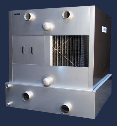 000 kw Evaporator for all refrigerants, gravity-, pump-, and dx-mode, or for brine Stainless steel completely PIC left to right BUCOdelot compact system with tank, power