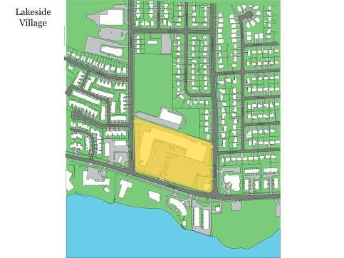 SLIDE 7 Neighborhood Plan with highlighted Site. The Lakeside Village site is 3,84 hectares (9.5 acres) in area.
