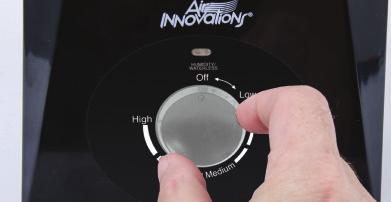To turn OFF, turn the Mist Control Knob counterclockwise until you hear a click and the indicator turns OFF.