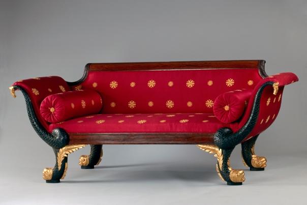 Acanthus leaves Dolphin Grecian style sofa, unknown New York