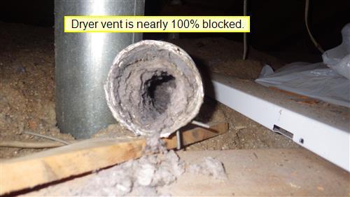 9.4 (1) The dryer vent is clogged in the attic and needs to be replaced.