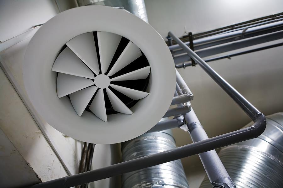 Exhaust fan: To prevent ignition of vapors, electric motors driving exhaust fans must be outside booths or ducts.
