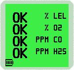 USER HANDBOOK Fig. 1-4 OK Display Example (4-Gas) Note: This Handbook describes the operation of a standard 4-gas instrument. On other models, operation is similar to the example shown.
