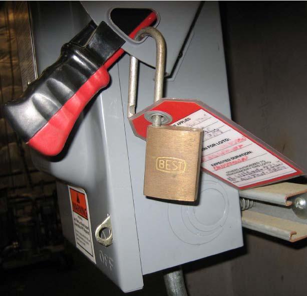 Figure 6. Lockout/Tagout Figure 7. Lockout/Tagout 2.3.2 600 Volt Draw-Out Breakers In interviews with site personnel, the process for locking out 480 volt draw-out breakers was discussed.