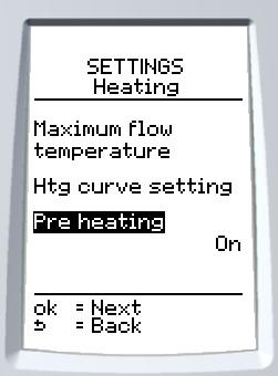 2 Heating curve A 1 2 The following menu allows you to select the heating curve (value adjustable between 0.2 and 4 - factory setting: 0.