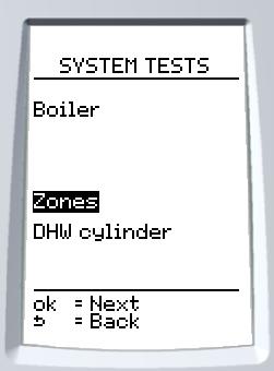 MAINTANCE 13 Control unit maintenance menu Enter the installer maintenance access code (35) into the control unit. 1 Select System tests on the 2 Select DHW cylinder on the 13.