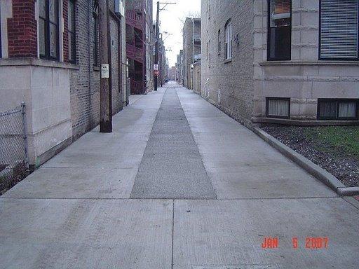 chicago green alleys pilot projects address stormwater, urban heat island, recycled materials, energy