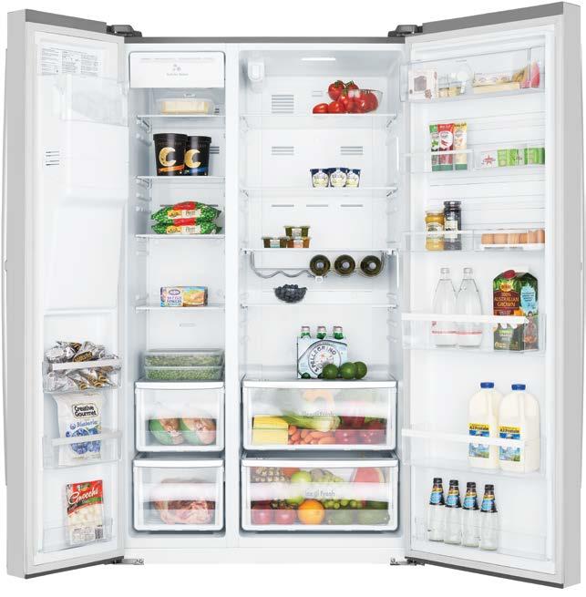 Side by sides Like having a full freezer and fridge in one unit? The 690 litre side by side provides you with the maximum fresh food and freezer storage in one fridge with a wider fresh food section.