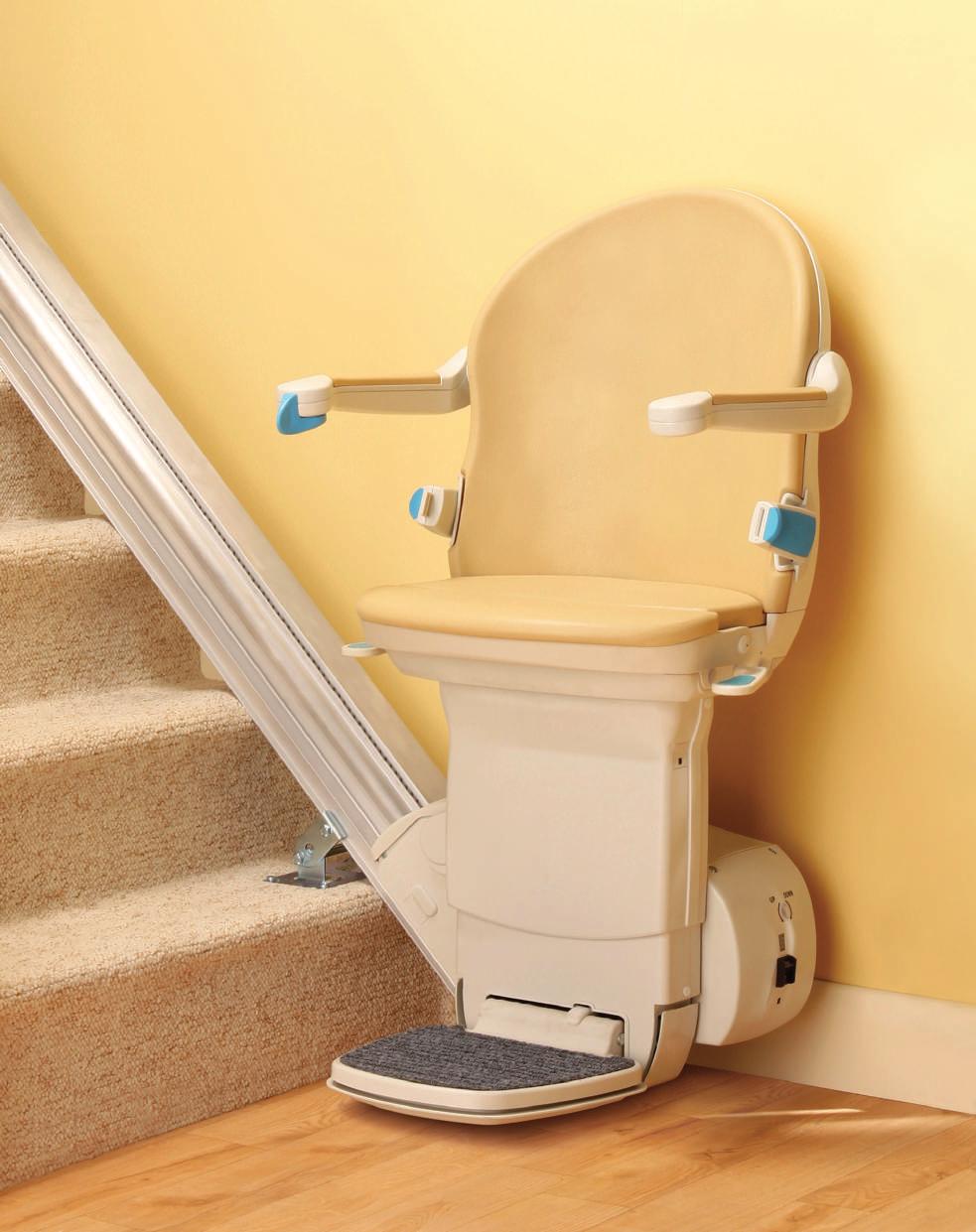Simplicity+ Straight stairlift For those requiring full powered options, the Simplicity+ is a stylish solution that overcomes the challenges of climbing straight stairs.