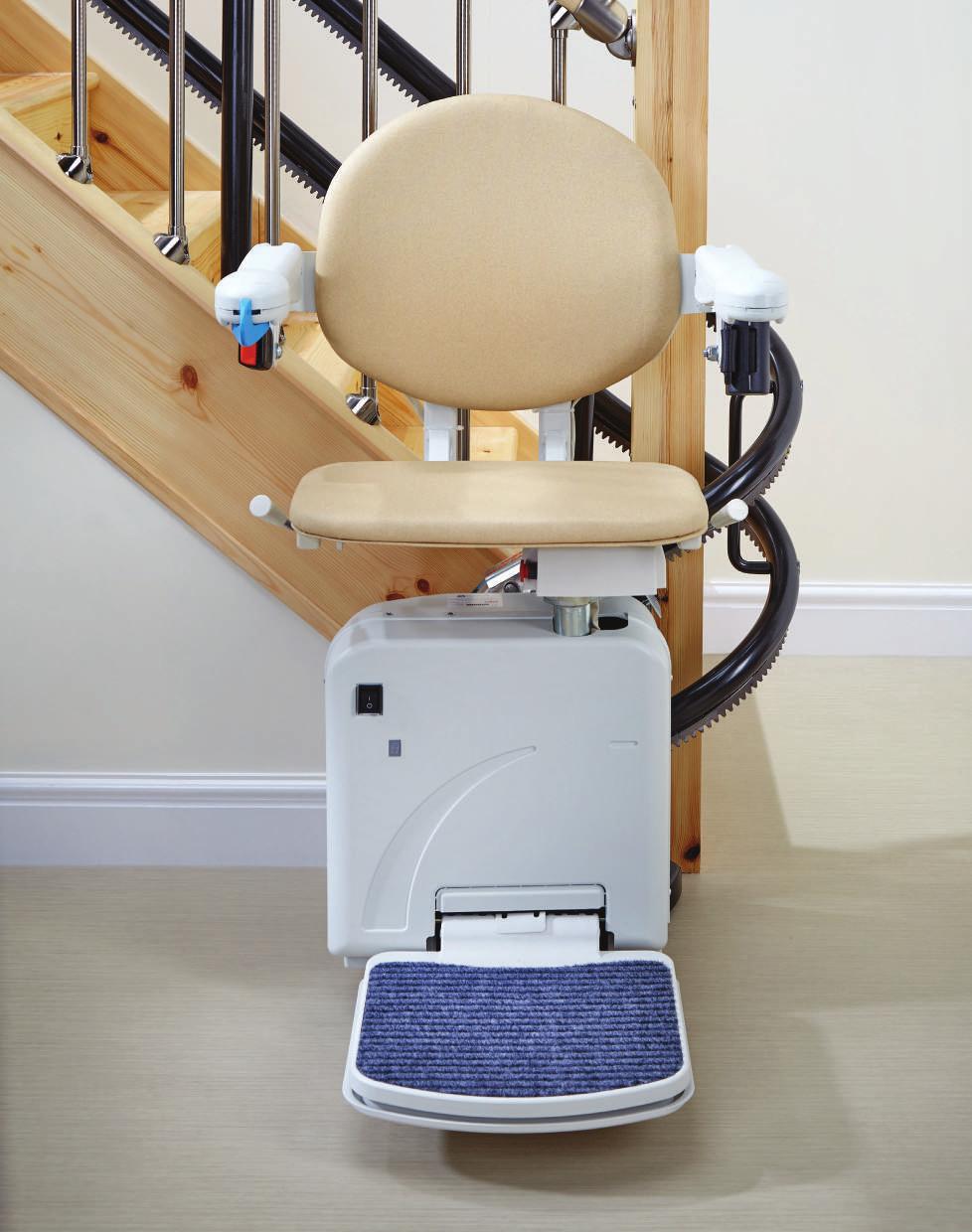 Simplicity Seat and Handicare 2000 Twin rail curved stairlift If you do not require a powered swivel option, and you have a curved staircase, the 2000 Simplicity offers you a safe and cost effective