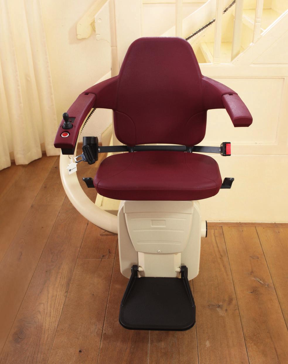 Classic Seat and Van Gogh, Rembrandt or Vermeer Single rail curved stairlift The Classic seat is a durable solution offered in a choice of three colours and it comes with a retractable seat belt as