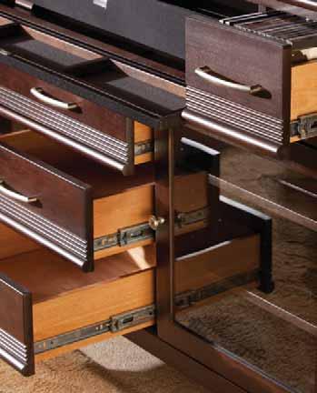 Old World craftsmanship features such as English dovetail drawer construction, mortise and tenon joinery stability.