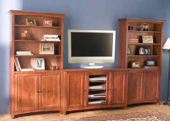 SEE THE ENTIRE COLLECTION ON PAGES 60-63 McKenzie Bookcases & Media 1545AE 36x72 Bookcase with doors, 2072AE 48W Bookcase Console 1547AE 36x84 Bookcase with