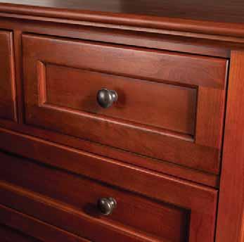 Old World craftsmanship features such as English dovetail drawers, mortise and strength and stability.