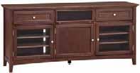 2068AF 2069AF 54"W McKenzie Media Console 54"W x 18-3/4"D x 29-1/2"H Two Adjustable Shelves: 21-3/4"W x 15-1/4"D Features tempered glass door. Drawers hold approximately 180 DVDs.