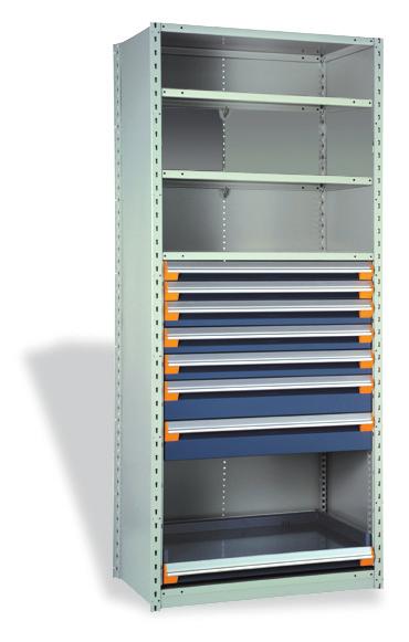 This robust system, which can be assembled quickly, makes the most of each inch of storage space possible and allows you to recover up to 70% of your space.