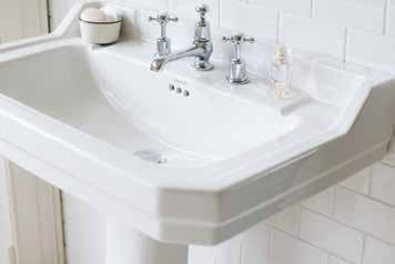 High-level WC with white ceramic cistern 428 with Oak throne seat 208 Harewood slipper bath with feet