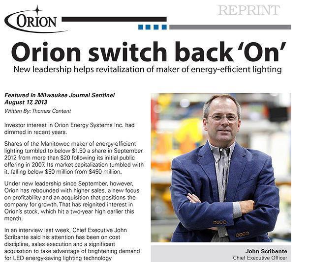 Investment Conclusion Orion has the customer relationships, management, operational leverage,