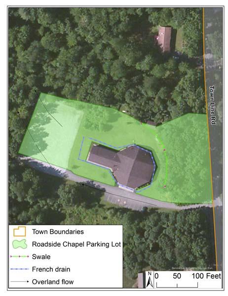 Gravel Wetland Roadside Chapel Parking Lot Construct a new gravel wetland in northwest corner of property.