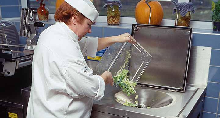 Cross contamination can be avoided as the system immediately separates kitchen waste from food production.